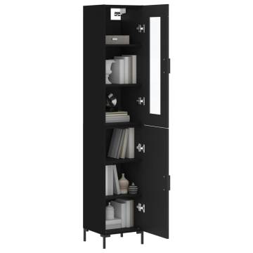 Stylish Black Highboard - 34.5x34x180 cm Engineered Wood