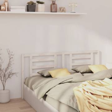 Stylish White Bed Headboard - Solid Pine Wood 206x4x100 cm