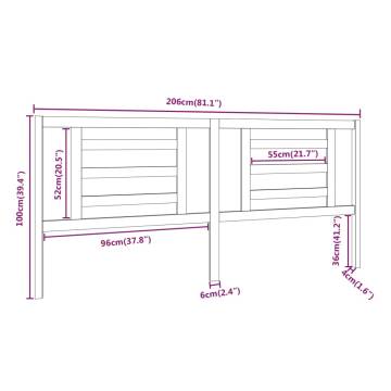 Stylish White Bed Headboard - Solid Pine Wood 206x4x100 cm