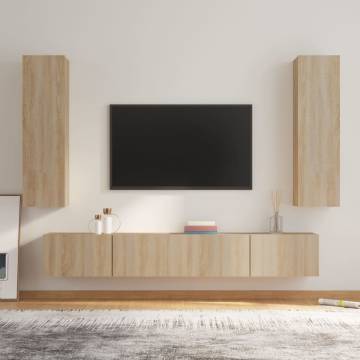 4 Piece TV Cabinet Set - Sonoma Oak Engineered Wood