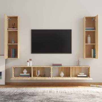 4 Piece TV Cabinet Set - Sonoma Oak Engineered Wood