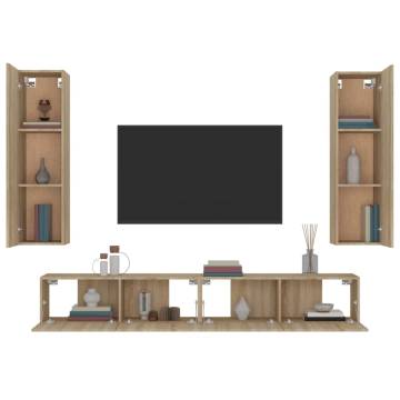 4 Piece TV Cabinet Set - Sonoma Oak Engineered Wood