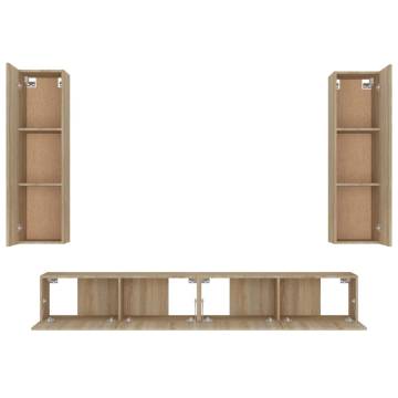 4 Piece TV Cabinet Set - Sonoma Oak Engineered Wood