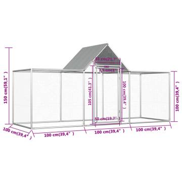 Durable 3x1x1.5m Galvanised Steel Chicken Coop | Hipomarket