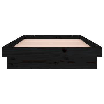 LED Bed Frame Black 90x200 cm - Solid Wood & Colourful Lights