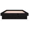 LED Bed Frame Black 90x200 cm - Solid Wood & Colourful Lights