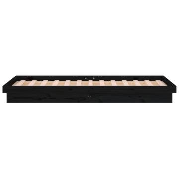 LED Bed Frame Black 90x200 cm - Solid Wood & Colourful Lights