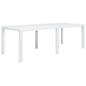 Garden Table White - 220x90 cm Rattan Look for Outdoor Dining