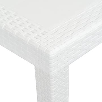 Garden Table White - 220x90 cm Rattan Look for Outdoor Dining