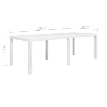 Garden Table White - 220x90 cm Rattan Look for Outdoor Dining