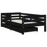 Kids Bed Frame with Drawers - Black 70x140 cm Solid Pine