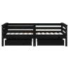 Kids Bed Frame with Drawers - Black 70x140 cm Solid Pine