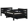 Kids Bed Frame with Drawers - Black 70x140 cm Solid Pine