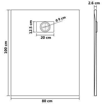 Shower Base Tray SMC White 100x80 cm - Durable & Stylish