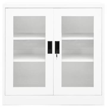 White Steel Office Cabinet 90x40x90 cm - Secure & Stylish