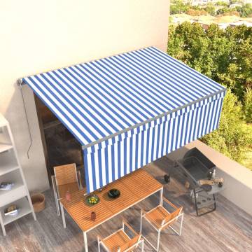 Manual Retractable Awning 4x3m - Blue & White | HipoMarket