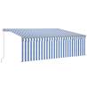 Manual Retractable Awning 4x3m - Blue & White | HipoMarket