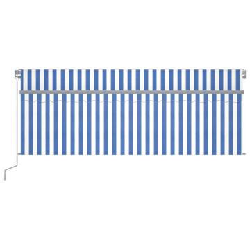 Manual Retractable Awning 4x3m - Blue & White | HipoMarket