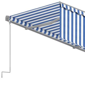 Manual Retractable Awning 4x3m - Blue & White | HipoMarket