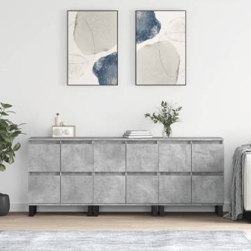 3-Pc Concrete Grey Engineered Wood Sideboards | Hipo Market