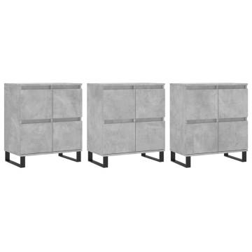 3-Pc Concrete Grey Engineered Wood Sideboards | Hipo Market