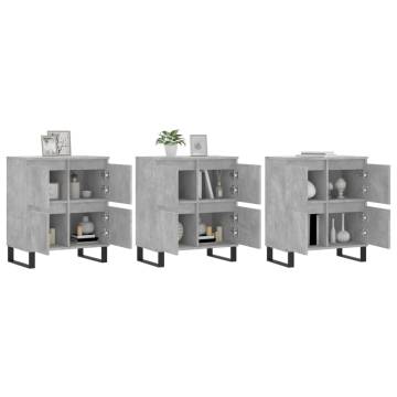 3-Pc Concrete Grey Engineered Wood Sideboards | Hipo Market