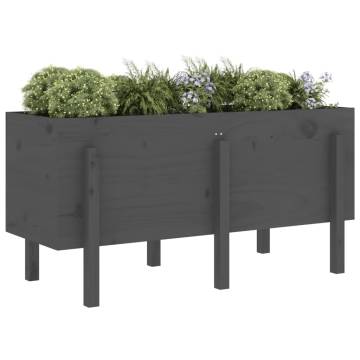 Garden Raised Bed Grey 121x50x57 cm - Solid Pine Wood