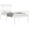 White Bed Frame with Headboard - 90x200 cm Solid Wood