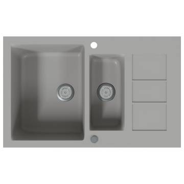 Double Basins Grey Granite Kitchen Sink - Quartz Composite Quality