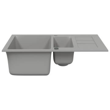 Double Basins Grey Granite Kitchen Sink - Quartz Composite Quality