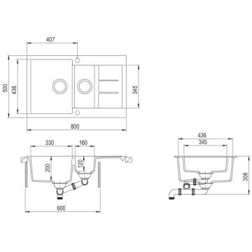 Double Basins Grey Granite Kitchen Sink - Quartz Composite Quality