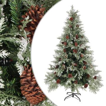 120 cm Christmas Tree with Pine Cones - Green & White