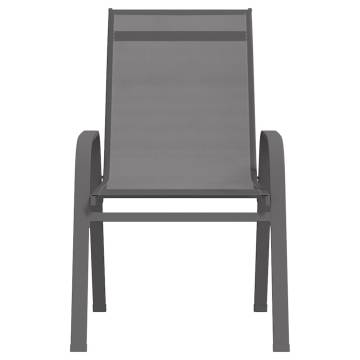 Stackable Garden Chairs - 6 Pcs Grey Textilene Fabric