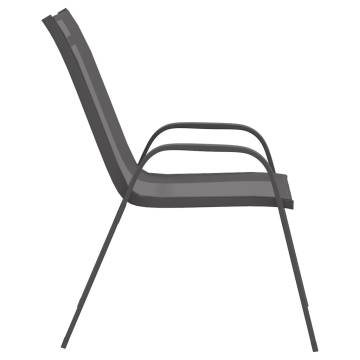 Stackable Garden Chairs - 6 Pcs Grey Textilene Fabric