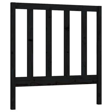 Stylish Black Bed Headboard - Solid Pine Wood 81x4x100 cm