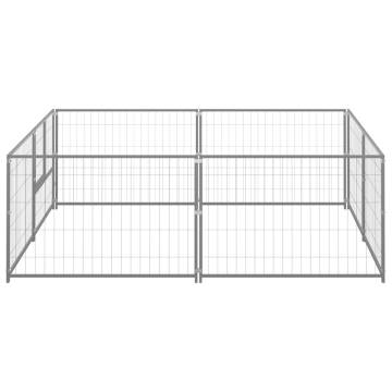 Dog Kennel Silver 4 m² Steel - Durable & Secure Pet Enclosure