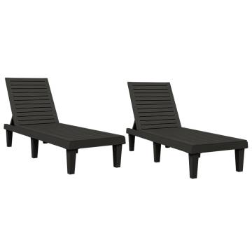 Sun Loungers 2 pcs Black - Adjustable Comfort & Style