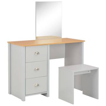 Stylish Grey Dressing Table with Mirror & Stool - 104x45x131 cm