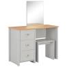 Stylish Grey Dressing Table with Mirror & Stool - 104x45x131 cm