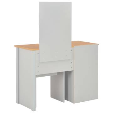 Stylish Grey Dressing Table with Mirror & Stool - 104x45x131 cm