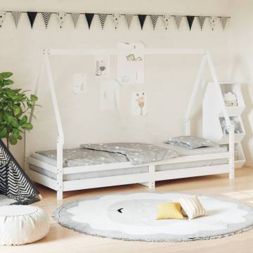 Kids Bed Frame White 80x200 cm - Solid Pine Wood