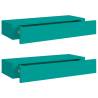 Elegant Blue Wall-Mounted Drawer Shelves - Set of 2