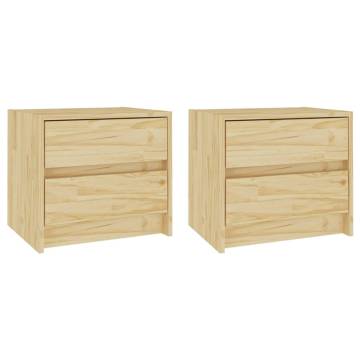 Elegant Solid Pine Wood Bedside Cabinets - 2 pcs | HipoMarket