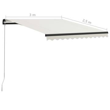 Manual Retractable Awning 300x250 cm Cream | Hipomarket