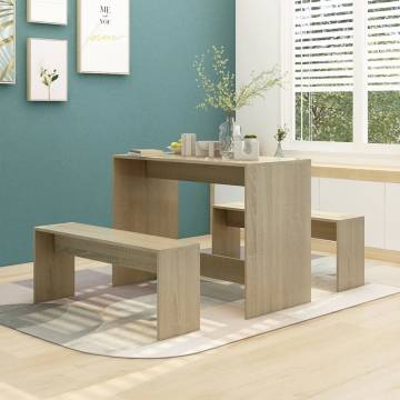 3 Piece Dining Set in Sonoma Oak - Modern Engineered Wood