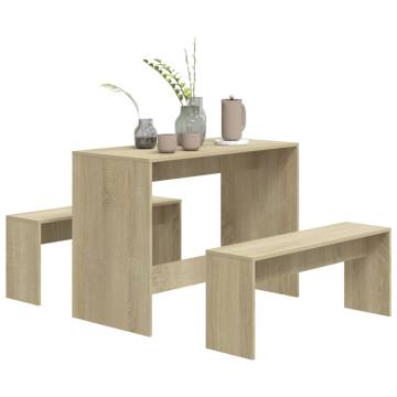 3 Piece Dining Set in Sonoma Oak - Modern Engineered Wood