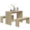 3 Piece Dining Set in Sonoma Oak - Modern Engineered Wood