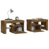 Stylish Bedside Cabinets with LED Lights - Smoked Oak (70x36.5cm)