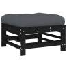 Garden Footstools with Cushions - 2pcs Black Solid Pine Wood