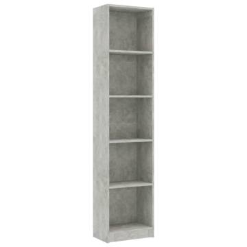 5-Tier Book Cabinet - Concrete Grey | Stylish & Practical